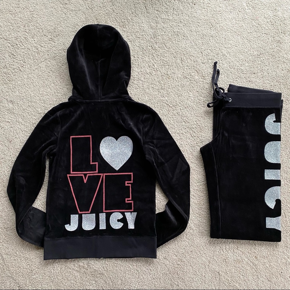 NWT Juicy Couture Black Tracksuit Top S+Pant XS